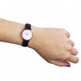 Buy Shop Daniel Wellington Classy Sheffield White Dial Black Leather Strap Watch For Women - DW00100060 USA Online