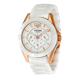 Buy Shop Fossil Ceramic Multifunction White Dial White Steel Strap Watch for Women - CE1006 USA Online