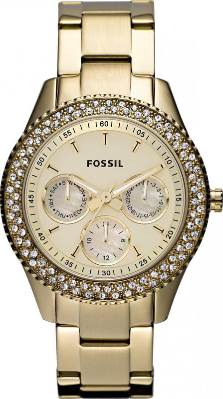 Buy Shop Fossil Stella Multifunction Gold Dial Gold Steel Strap Watch for Women - ES3589 USA Online
