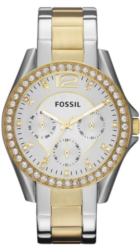 Buy Shop Fossil Riley White Dial Two Tone Steel Strap Watch for Women - ES3204 USA Online