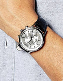 Buy Shop Emporio Armani Classic Chronograph Silver Dial Black Leather Strap Watch For Men - AR2432 USA Online