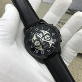 Buy Shop Fossil Grant Automatic Black Dial Black Leather Strap Watch for Men - ME3028 USA Online