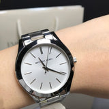 Buy Shop Michael Kors Slim Runway Silver Dial Silver Stainless Steel Strap Watch for Women - MK3178 USA Online