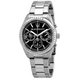 Buy Shop Maserati Competizione Chronograph Black Dial Silver Steel Strap Watch For Men - R8853100014 USA Online