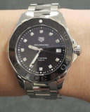 Buy Shop Tag Heuer Aquaracer Quartz Black Dial Silver Steel Strap Watch for Women - WAY131M.BA0748 USA Online