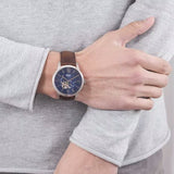 Buy Shop Fossil Townsman Automatic Blue Dial Brown Leather Strap Watch for Men - ME3110 USA Online