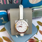 Buy Shop Fossil Classic Minute White Dial White Leather Strap Watch for Women - BQ3328 USA Online