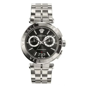 Buy Shop Versace Quartz Black Dial Silver Steel Strap Watch For Men - VBR080018 USA Online
