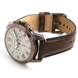 Buy Shop Fossil Grant Chronograph White Dial Brown Leather Strap Watch for Men - FS5344 USA Online