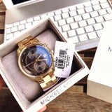 Buy Shop Michael Kors Blair Quartz Black Dial Gold Steel Strap Watch For Women - MK6497 USA Online