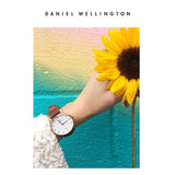 Buy Shop Daniel Wellington Dapper Bristol White Dial Brown Leather Strap Watch For Women - DW00100098 USA Online