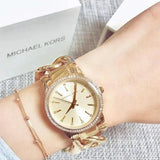 Buy Shop Michael Kors Nini Three Hand Gold Dial Gold Steel Strap Watch For Women - MK3235 USA Online