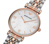 Emporio Armani T Bar Gianni Classic Mother Of Pearl Dial Two Tone Steel Strap Watch For Women - AR1683