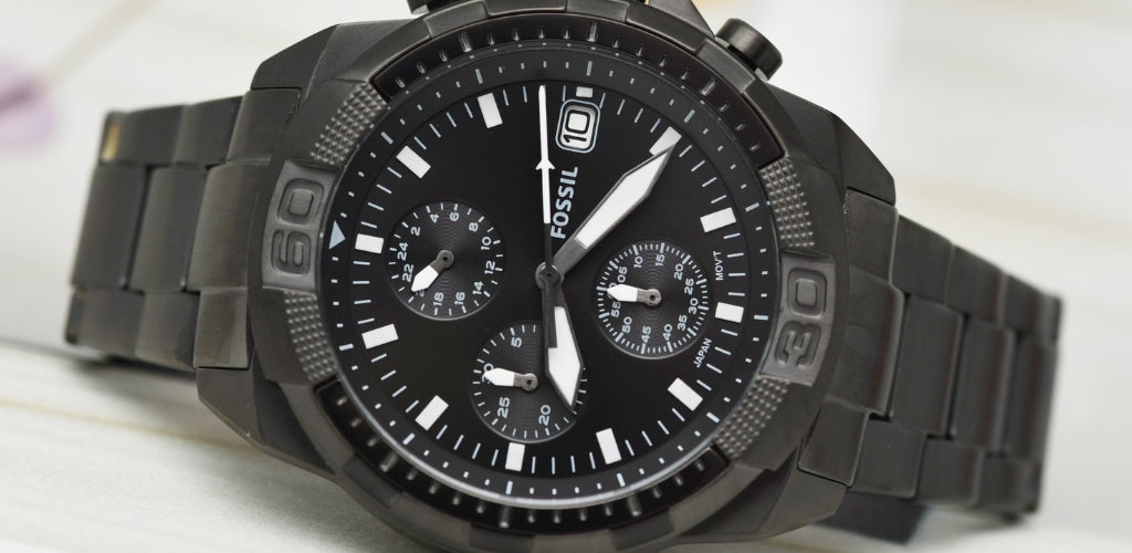 Buy Shop Fossil Bronson Chronograph Black Dial Black Steel Strap Watch for Men - FS5853 USA Online