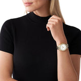 Buy Shop Michael Kors Liliane Mother of Pearl White Dial Gold Steel Strap Watch For Women - MK4555 USA Online