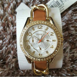 Buy Shop Fossil Riley Multifunction White Dial Orange Leather Strap Watch for Women - ES3723 USA Online