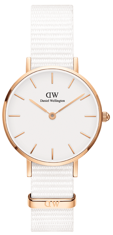 Buy Shop Daniel Wellington Classic Petite Dover White Dial White Nylon Strap Watch For Women - DW00100313 USA Online