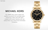 Buy Shop Michael Kors Corey Three Hand Black Dial Gold Steel Strap Watch for Women - MK7345 USA Online