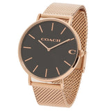 Coach Charles Black Dial Rose Gold Mesh Bracelet Watch for Men - 14602552