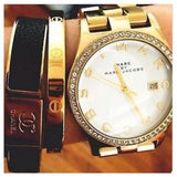 Buy Shop Marc Jacobs Henry Diamonds White Dial Gold Steel Strap Watch for Women - MBM3045 USA Online