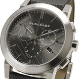 Burberry The City Grey Dial Black Leather Strap Watch for Men - BU9362