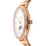 Buy Shop Fossil Jacqueline Analog Moonphase Mother of Pearl White Dial Rose Gold Steel Strap Watch for Women - ES5165 USA Online