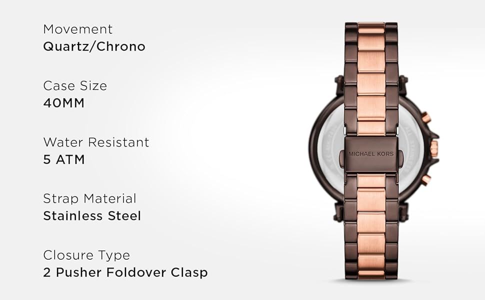 Buy Shop Michael Kors Maren Chronograph Brown Dial Two Tone Steel Strap Watch for Women - MK7496 USA Online