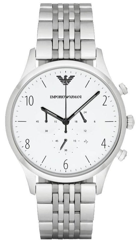 Buy Shop Emporio Armani Classic Chronograph Silver Dial Silver Steel Strap Watch For Men - AR1879 USA Online