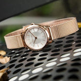 Buy Shop Calvin Klein Minimal White Dial Rose Gold Mesh Bracelet Watch for Women - K3M23626 USA Online