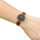 Buy Shop Daniel Wellington Classic Petite St Mawes Black Dial Brown Leather Strap Watch For Women - DW00100225 USA Online