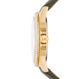 Buy Shop Michael Kors Mini Everest Crystals White Dial Green Leather Strap Watch for Women - MK4720 USA Online