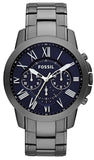 Fossil Grant Chronograph Blue Dial Grey Steel Strap Watch for Men - FS4831