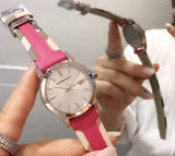 Buy Shop Burberry The City White Dial Haymarket Pink Leather Strap Watch for Women - BU9149 USA Online