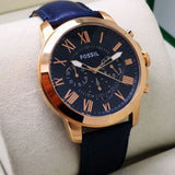 Buy Shop Fossil Grant Chronograph Blue Dial Blue Leather Strap Watch for Men - FS4835 USA Online
