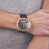 Buy Shop Diesel Mega Chief Chronograph Black Dial Black Leather Strap Watch For Men - DZ4344 USA Online