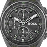 Hugo Boss Volane Chronograph Grey Dial Green Rubber Strap Watch For Men - 1513952