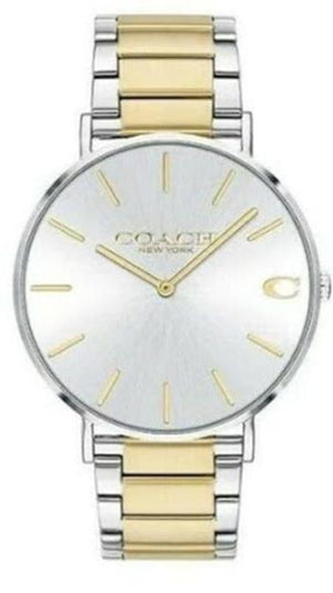 Coach Business Analog Silver Dial Two Tone Steel Strap Watch for Men - 14602432