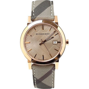 Buy Shop Burberry The City Rose Gold Dial Brown Leather Strap Watch for Women - BU9040 USA Online