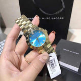 Buy Shop Marc Jacobs Amy Blue Dial Gold Steel Strap Watch for Women - MBM3220 USA Online
