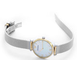 Buy Shop Emporio Armani Gianni T Bar Mother of Pearl Dial Silver Mesh Bracelet Watch For Women - AR2068 USA Online