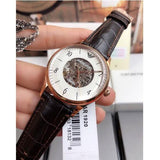 Buy Shop Emporio Armani Meccanico White Dial Brown Leather Strap Watch For Men - AR1920 USA Online