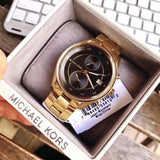 Buy Shop Michael Kors Blair Quartz Black Dial Gold Steel Strap Watch For Women - MK6497 USA Online