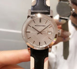 Buy Shop Burberry The City White Dial Black Haymarket Leather Strap Watch for Women - BU9150 USA Online