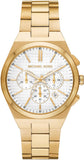 Michael Kors Lennox Chronograph White Dial Gold Steel Strap Watch For Men - MK9120