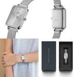 Buy Shop Daniel Wellington Quadro Unitone Silver Dial Silver Mesh Strap Watch For Women - DW00100486 USA Online