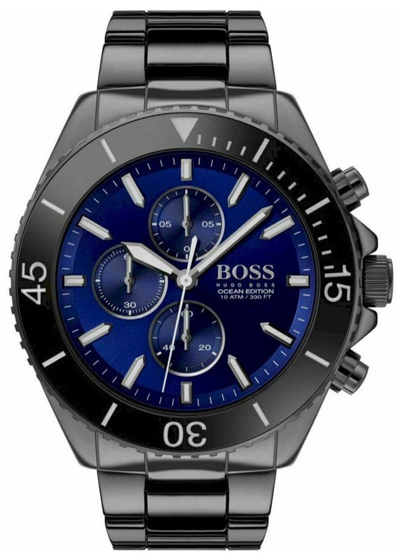 Buy Shop Hugo Boss Ocean Edition Navy Blue Dial Black Steel Strap Watch for Men - 1513743 USA Online