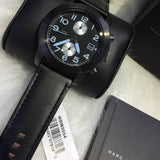 Marc Jacobs Larry Black Dial Black Leather Strap Watch for Men - MBM5054