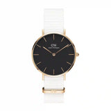 Buy Shop Daniel Wellington Classic Petite Dover Black Dial White NATO Strap Watch For Women - DW00100312 USA Online