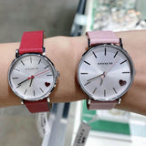 Buy Shop Coach Perry Silver Dial Pink Leather Strap Watch for Women - 14503516 USA Online