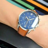 Buy Shop Fossil Neutra Chronograph Blue Dial Brown Leather Strap Watch for Men - FS5453 USA Online